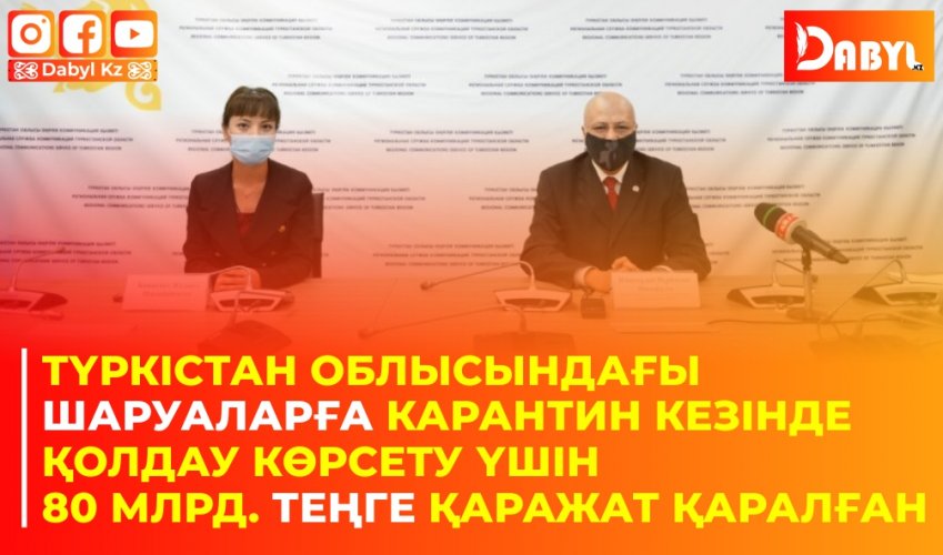 Түркістан облысындағы шаруаларға карантин кезінде қолдау көрсету үшін 80 млрд. теңге қаражат қаралған