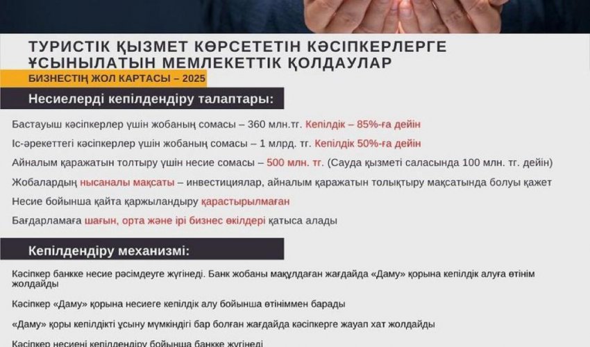 ТУРИСТІК ҚЫЗМЕТ КӨРСЕТЕТІН КӘСІПКЕРЛЕРГЕ ҰСЫНЫЛАТЫН МЕМЛЕКЕТТІК ҚОЛДАУЛАР