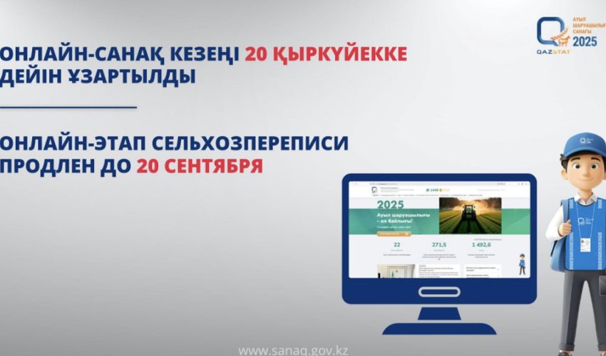 Ауыл шаруашылығы кәсіпорындары үшін онлайн-санақ кезеңі 20 қыркүйекке дейін ұзартылды